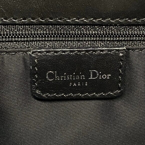Auth DIOR/ChristianDior Saddle Bag Black Cream Jacquard Leather Handbag - Picture 12 of 16